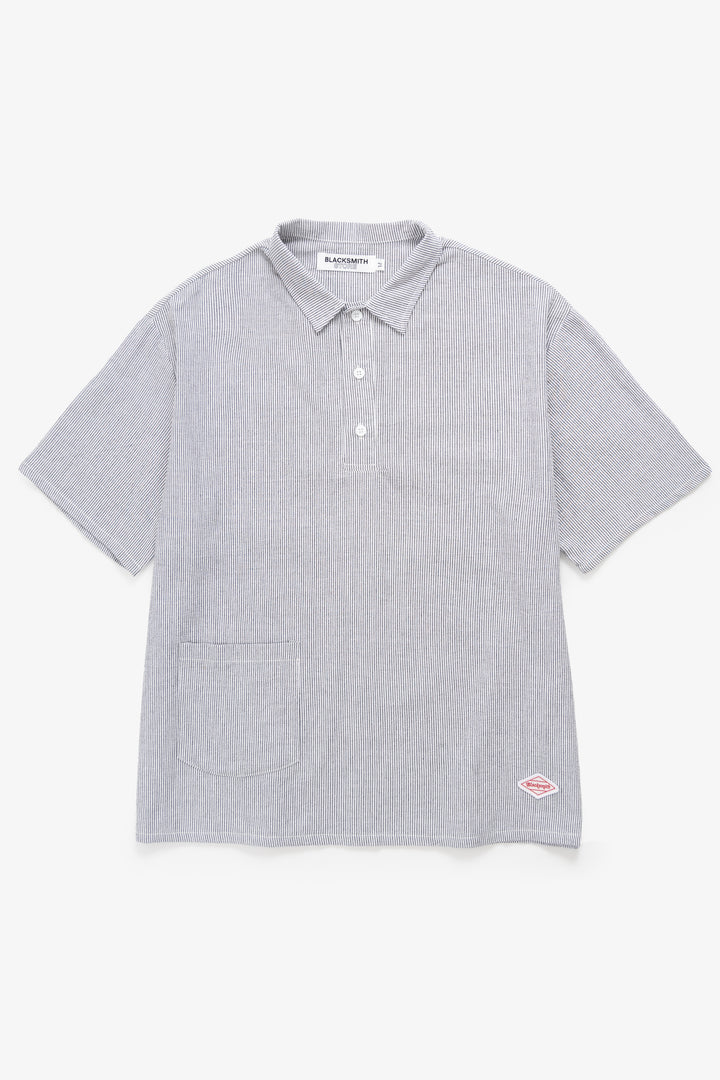 Blacksmith - Short Sleeved Popover Shirt - Black Seersucker