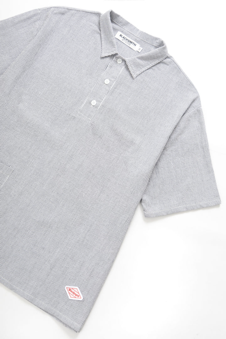 Blacksmith - Short Sleeved Popover Shirt - Black Seersucker