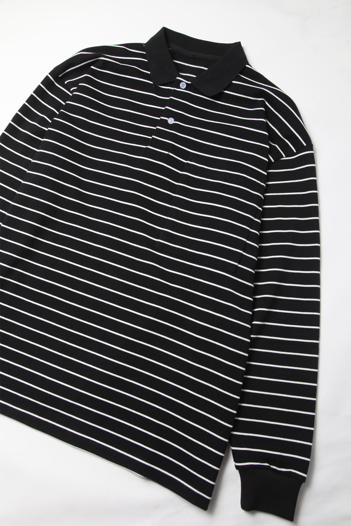 TRS - Oversized Striped Polo - Black