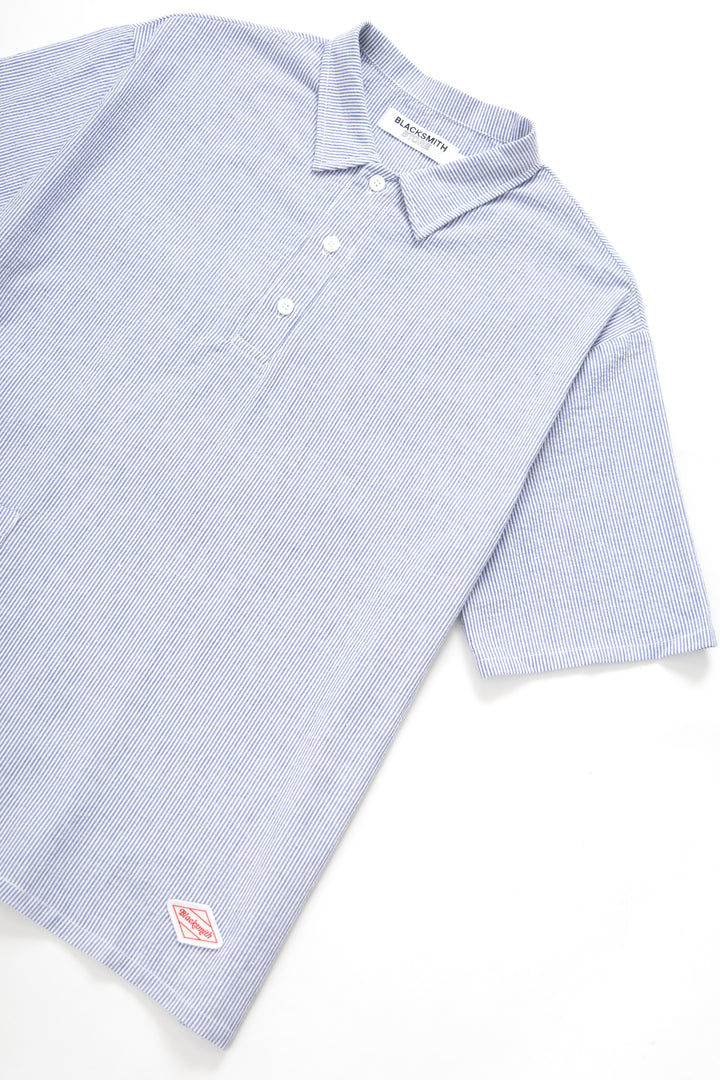 Blacksmith - Short Sleeved Popover Shirt - Blue Seersucker