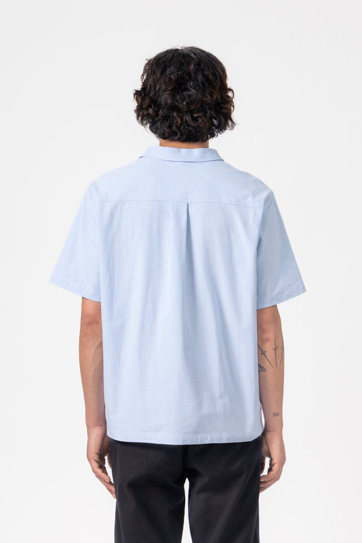 Blacksmith - 'Boxford' Short Sleeve Utility Shirt - Blue