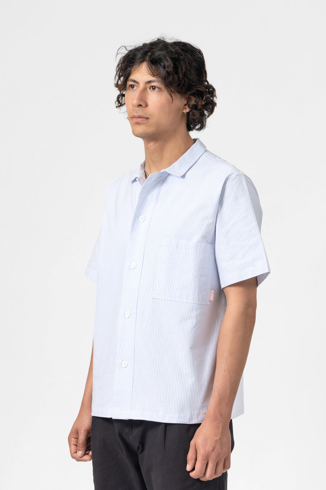 Blacksmith - 'Boxford' Short Sleeve Utility Shirt - Blue Stripe