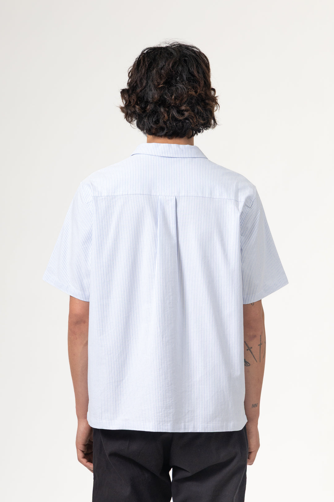 Blacksmith - 'Boxford' Short Sleeve Utility Shirt - Blue Stripe