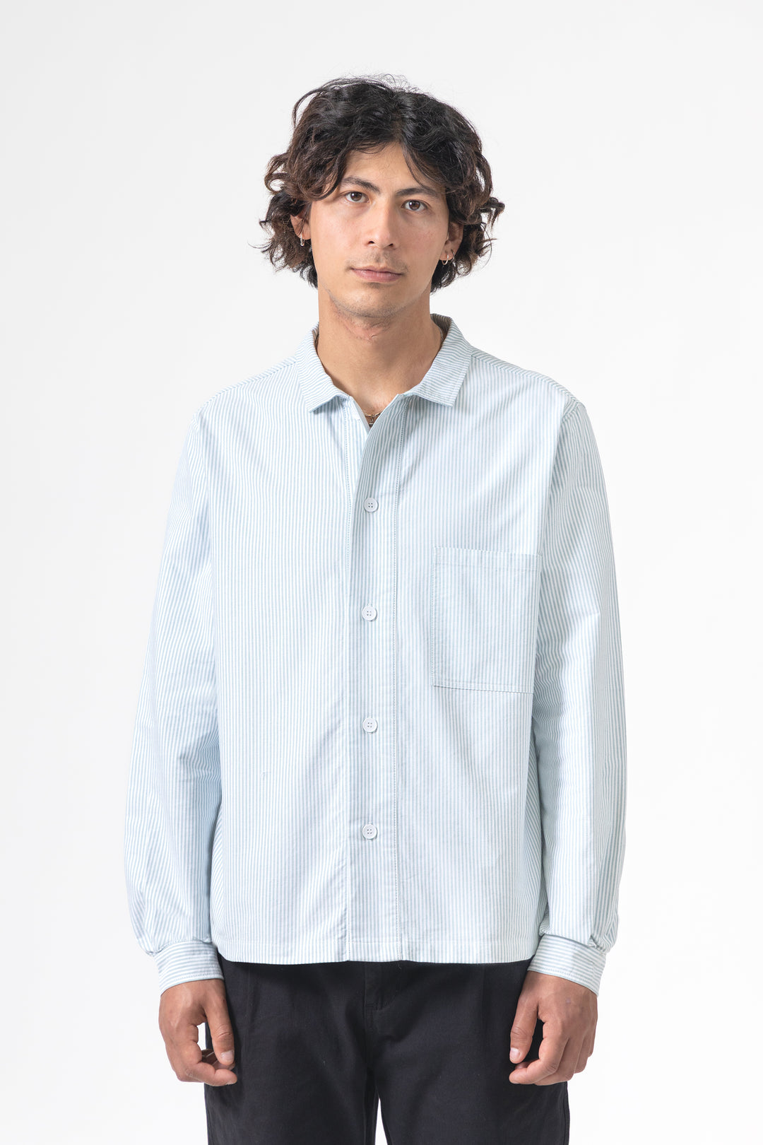 Blacksmith - 'Boxford' Utility Shirt - Green Stripe