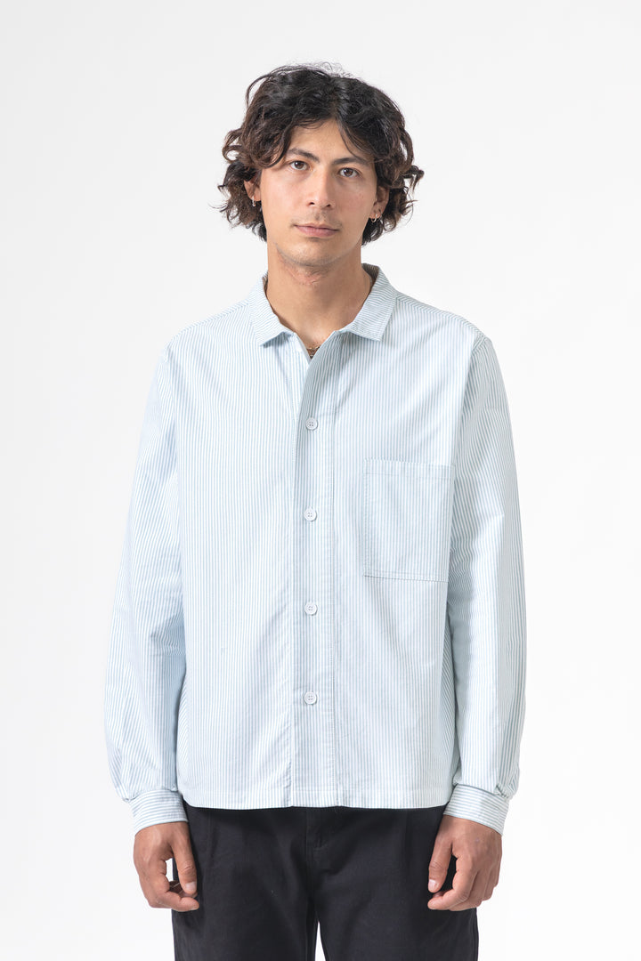 Blacksmith - 'Boxford' Utility Shirt - Green Stripe