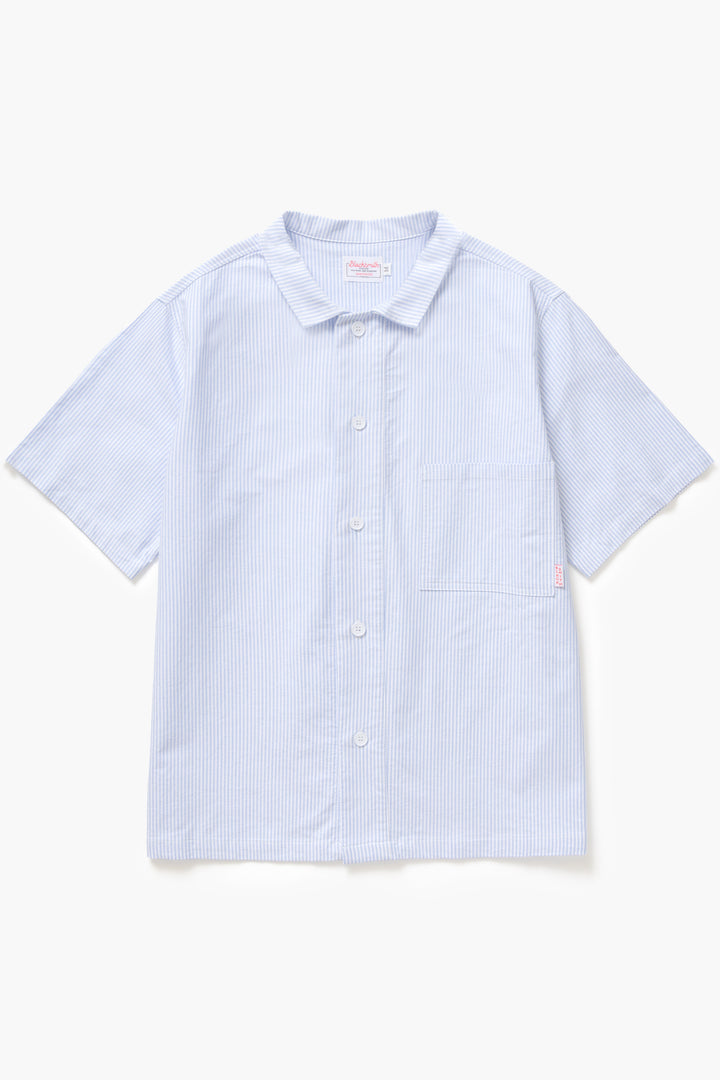 Blacksmith - 'Boxford' Short Sleeve Utility Shirt - Blue Stripe