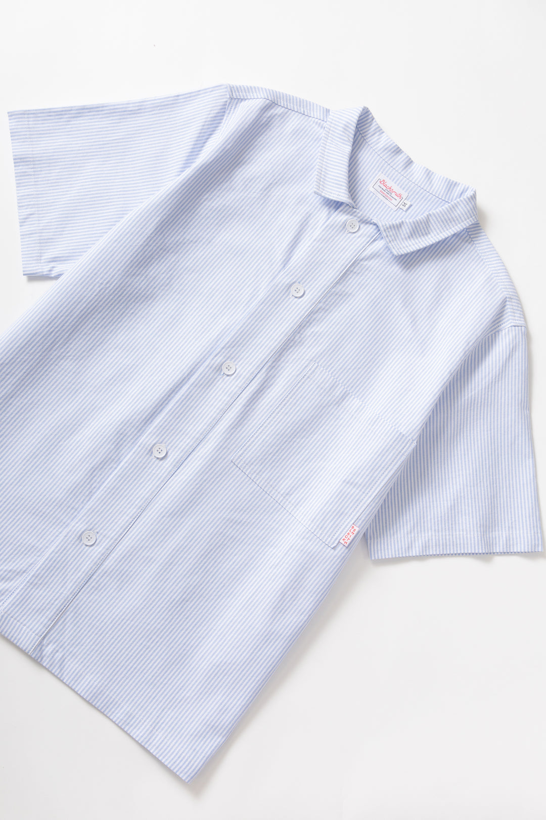 Blacksmith - 'Boxford' Short Sleeve Utility Shirt - Blue Stripe