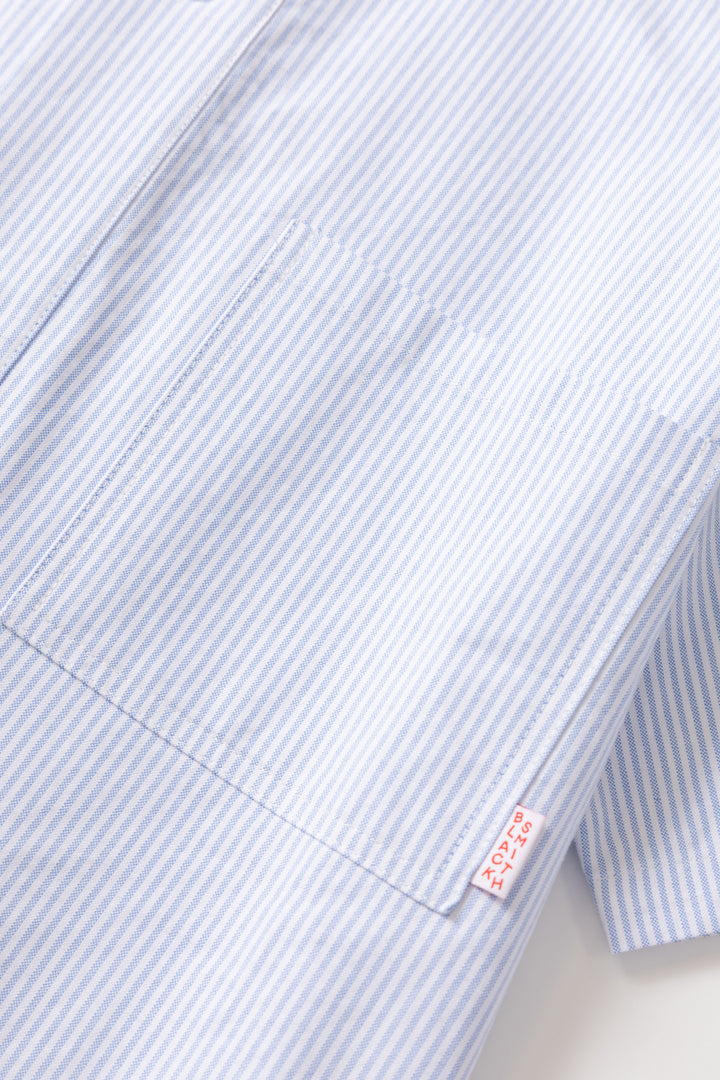 Blacksmith - 'Boxford' Short Sleeve Utility Shirt - Blue Stripe