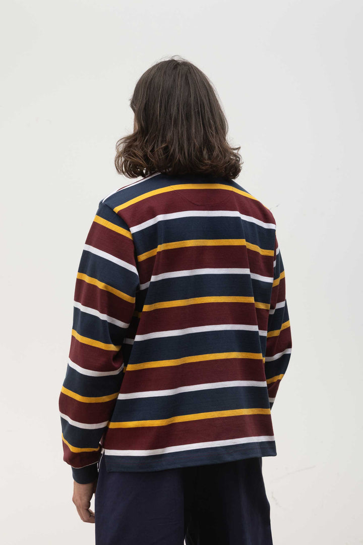 Opensider - Classic Rugby Shirt - Burgundy Multi-Stripe