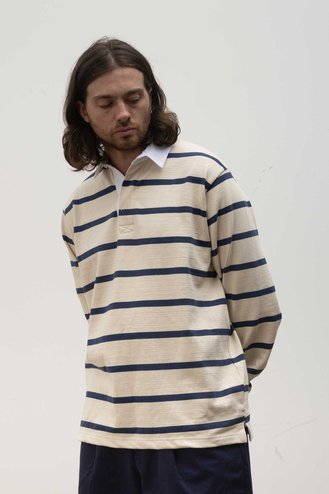 Opensider - Classic Rugby Shirt - Off White Multi-Stripe