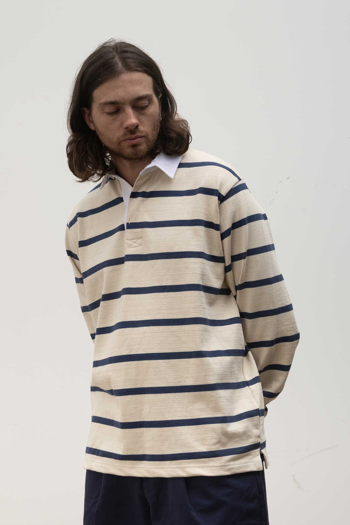 Opensider - Classic Rugby Shirt - Off White Multi-Stripe