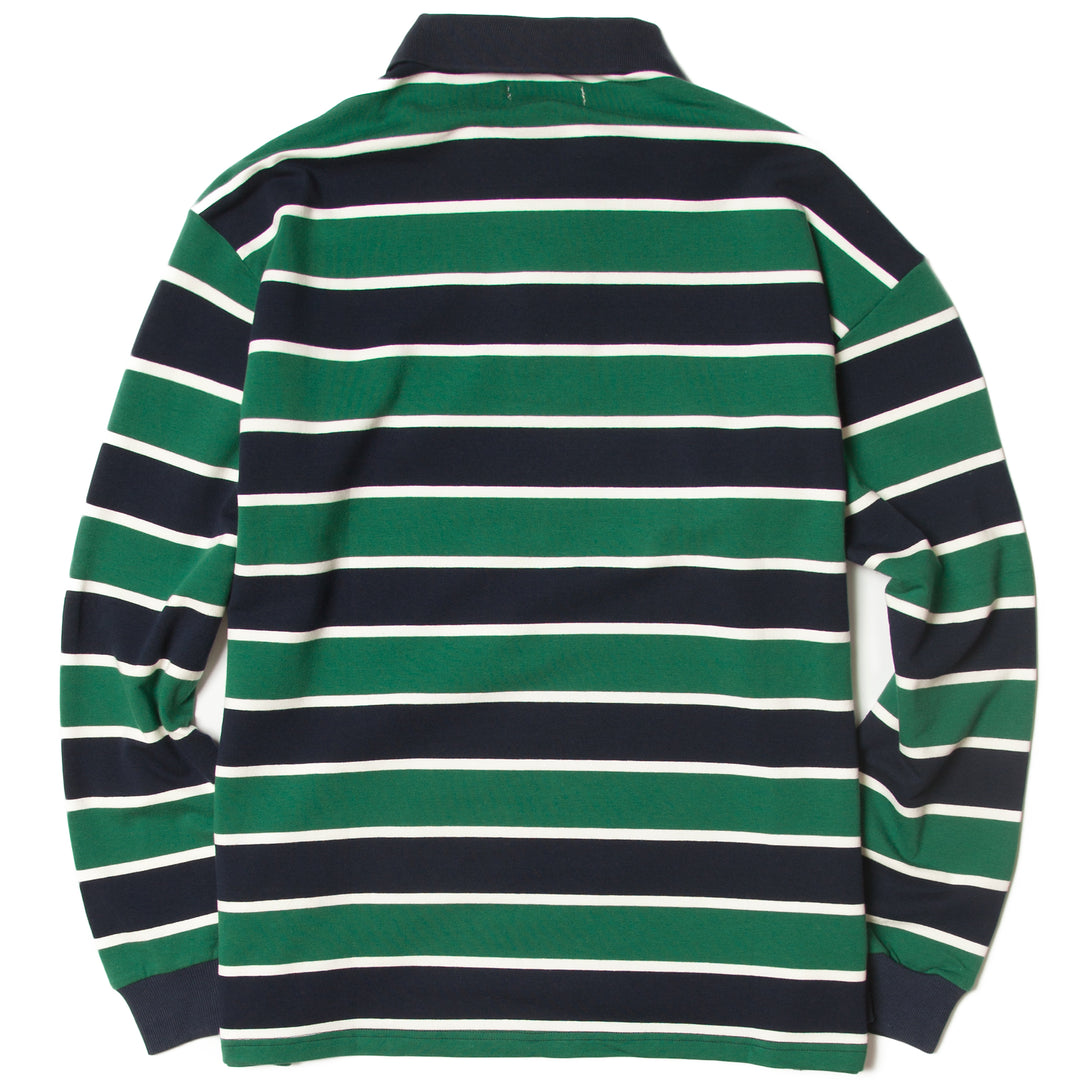 Blacksmith - Striped Long Sleeve Polo - Forest Green